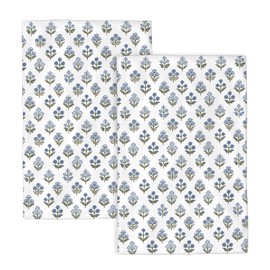 CXMEIFLY Boho Kitchen Towels 16x24 Inch Set of 2, Spring Navy Blue Flower Decor Dish Towels, Vintage Seasonal Floral Plant Summer Decorative Hand Towels Absorbent Dishcloth for Home Kitchen Dining