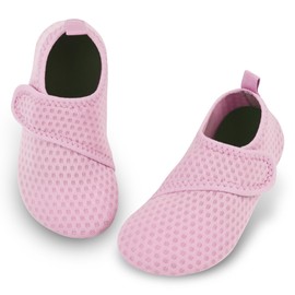 Zapatos de agua para niños y niñas, para nadar en la playa, antideslizantes, secado rápido, calcetines deportivos descalzos, secado rápido, para deportes al aire última intervensión, Rosado, 13.5-14