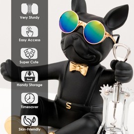 Juju Bulldog Wine Bottle Holder - Wine Holder Countertop - Unique Home Decor Bottle Organizer - Bulldog Decor