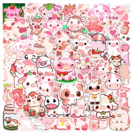 Pack of 50 Cow Stickers Pack Cow Sticker Set Waterproof Vinyl Stickers for Laptop Children Cars Motorcycle Bicycle Skateboard Luggage Suitcase Computer Sticker Graffiti Decal
