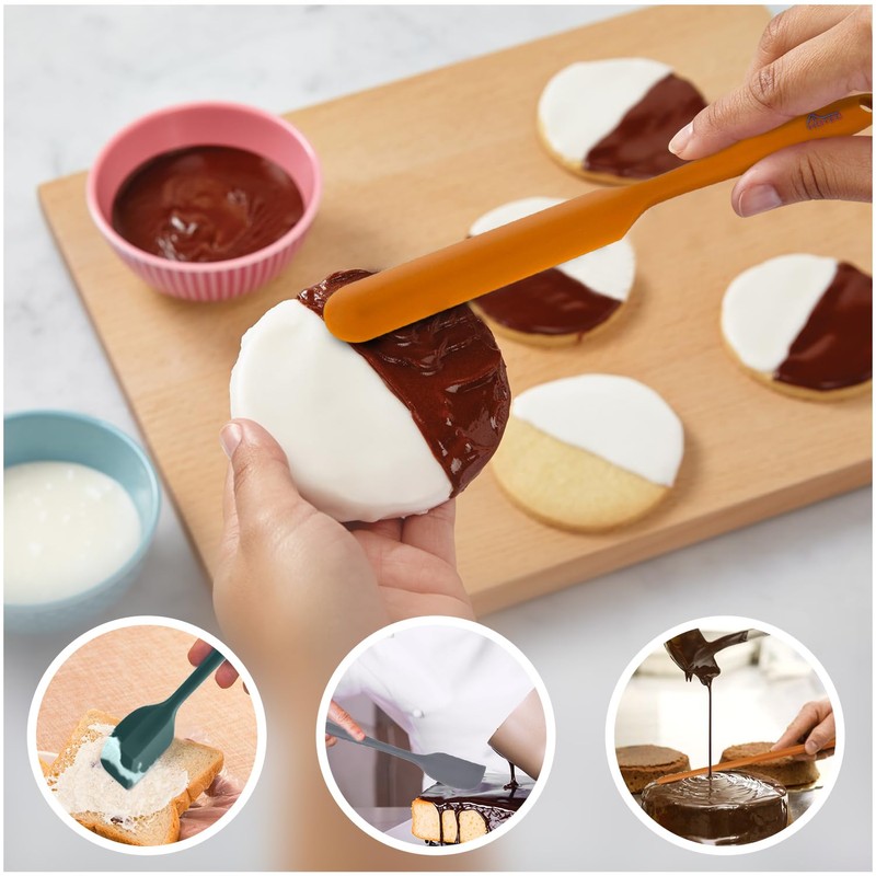 HOTEC Heat Resistant 600℉ Food Grade Silicone Rubber Spatula Set