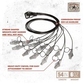 Rig'Em Right Waterfowl Pre-Rigged Xtreme Tangle Free Texas Rig Decoy Anchors for Duck Hunting (54" Length, 6-oz Weights)