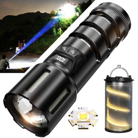 Rechargeable Flashlights, High Lumens Super Bright LED Flashlight with Unique Detachable Camping Battery Pack, Zoomable, for Outdoors, Outages