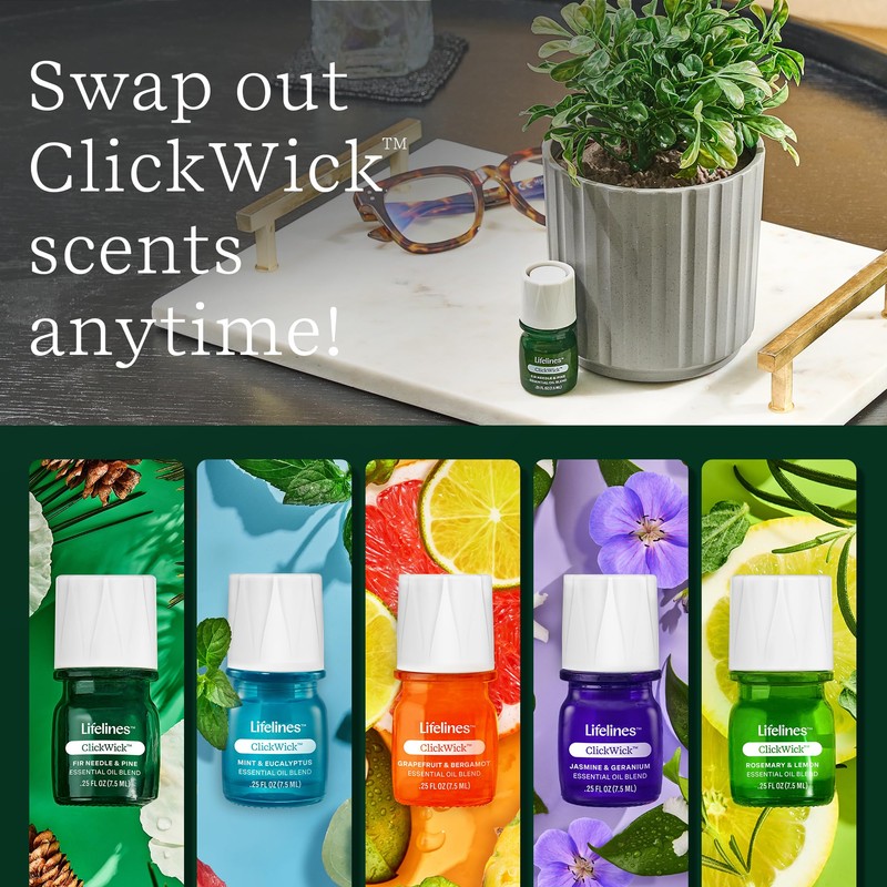 ClickWick Essential Oil Blends for Lifelines Diffusers, 4-Pack Discovery Set