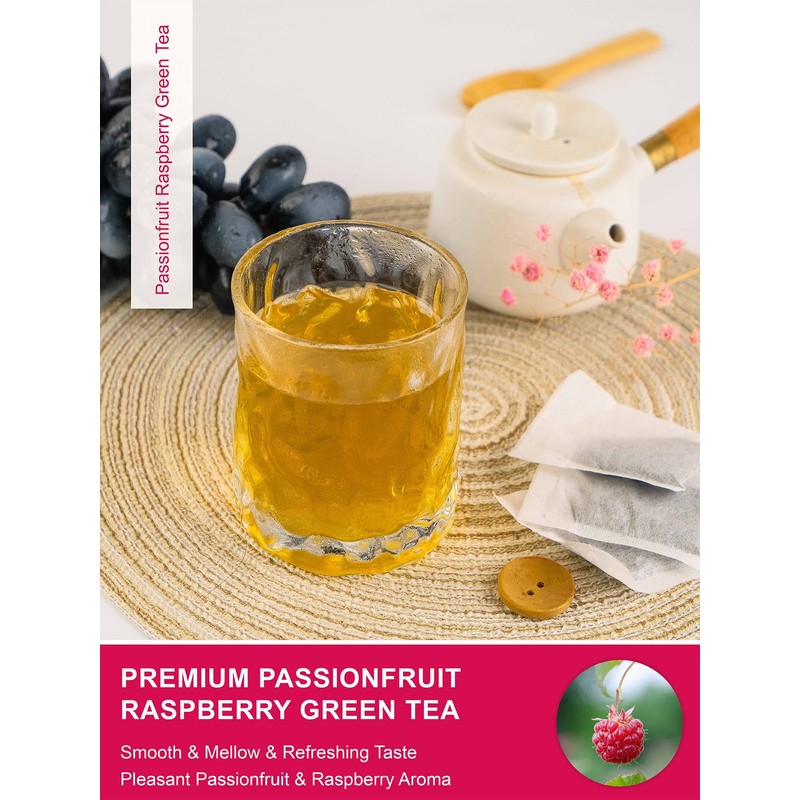 TeeLux Passionfruit Raspberry Green Tea, Passion Fruit & Raspberry Flavored