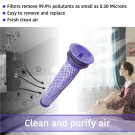 Allotech Replacement Filters Pack for Dyson V7, V8 Animal Absolute Motorhead, 2 HEPA Post Filters and 2 Pre-Filters, Replaces Parts 965661-01 and 967478-01