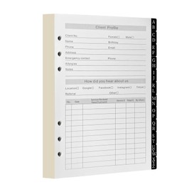 Client Record Book Replacement Pages, Stylist Profile Binder Refills with Alphabetical Tabs for Salons, Hair Stylist, Nail, Small Business, 216 Sheets Client Profile Book Refillable Pages, 5.2"X 8.2"