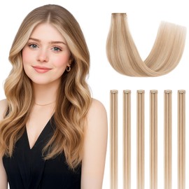 SEGOHAIR Clip in Hair Extensions Real Human Hair for Women, 10 Inch 79g 6pcs, Golden Brown Mix Bleach Blonde, Straight - Highlight, Add Volume and Length for Daily Wear, Parties, Weddings