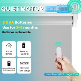 Allesin Motorized Roller Blinds with Remote Control for Windows, Blackout Smart Roller Shade, Battery Powered Electric Smart Blind (Grey,H72 x W23)