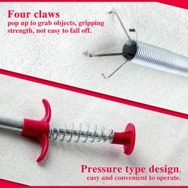 GOLD DEER 63 Inch Flexible Grabber Claw Pick Up Reacher Tool Drain Clog Remover Tool Drain Clog Remover Snake Grabber Tool Snake Grabber Toilet Auger Toilet Auger Clog Remover Tool