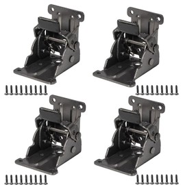 4 x Self-Locking Folding Hinge Table Legs Made of Carbon Steel Folding Hinge Table Legs Foldable Locking 90 Degrees Folding Brackets with Screws for Table Leg Sofa Bed Workbenches (Black)