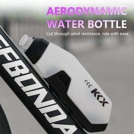 OFFBONDAGE Road Bike Water Bottle and Cage Set, Aerodynamic Cycling Water Bottle 610 ml, BPA Free Squeeze Sports Bottle for Road Bicycle Racing Training Outdoor Riding