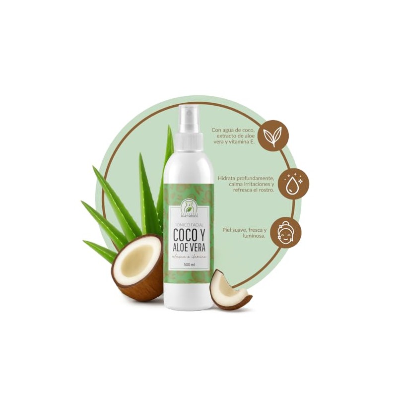 Tónico Facial Hidratante De Coco Con Aloe Vera Productos Mart