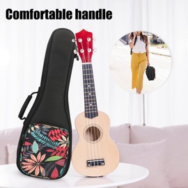 MUINS Ukulele Bag,21 23 26 Ukelele Case Thicker Pad For Soprano Concert Tenor Uke with Double Adjustable Straps and Handle (30 Inch, Black Leaves)
