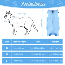 2 Pack Cat Surgery Recovery Suit, Kitten Onesie for Abdominal Wounds Spay After Surgery, Skin Diseases, After Surgey Wear Anti Licking, E-Collar Alternative Wear(S)
