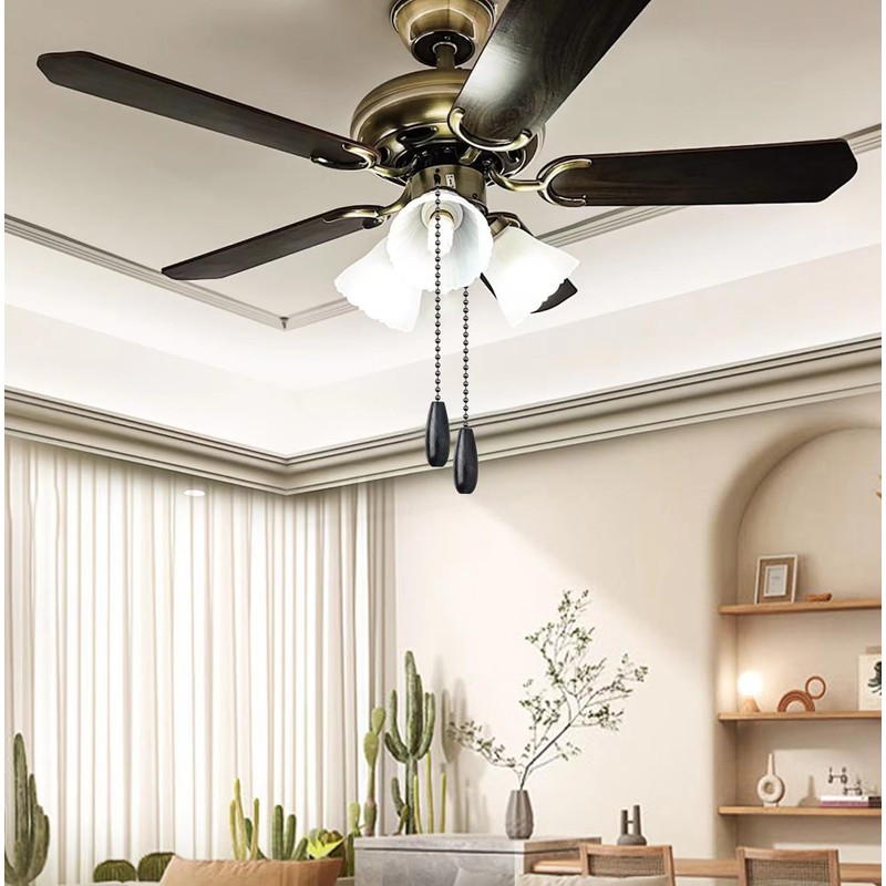 Dotlite 2Pack Black Wooden Ceiling Fan Pull Chain Extender, 12in