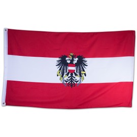SCAMODA Country Flag, Made of Weatherproof Material, with Metal Eyelets, Outdoor Flag (Coat of Arms of Austria), 150 x 90 cm