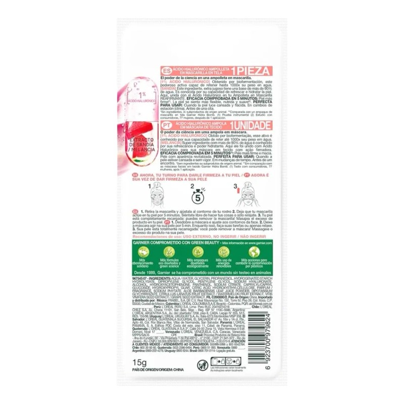 Set Mascarilla Garnier Skin Active Reafirmante Sandía Mixta