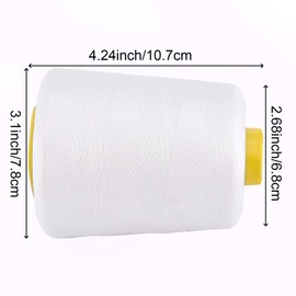 ZEONHEI 8 Pack 64000 Yards White Serger Sewing Thread Cones, Polyester Spool Sewing Thread, Wear Resistance Serger Sewing Machine Thread for Sewing Machine