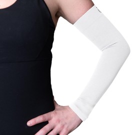 FitLegs - Sports Compression Arm Sleeve - 18-24mmHg for Muscle Fatigue, Endurance, Soreness & Recovery - White - Extra Large
