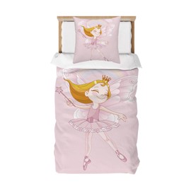 DJDEA Children's Bed Linen 100 x 135 cm - Children's Bed Linen Fairies Elves, Soft Microfibre Baby Bed Linen for Girls, Pink Duvet Cover and 1 Pillowcase 40 x 60 cm, Gift for Girls