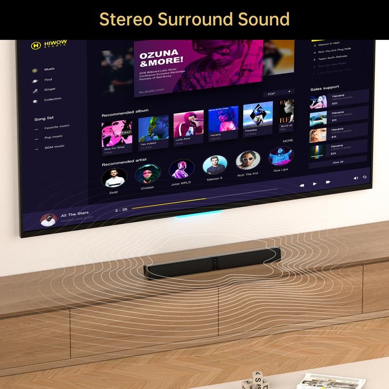 Portable Surround Sound Bar Wireless Subwoofer 2 Speaker System,Multifunctional Bluetooth