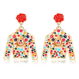 Derby Earrings for Women Derby Riding Suit Earrings Kentucky Derby Race Day Earrings Enamel Silks Dangle Earrings Derby Horse Racing Accessories Outfits Jewelry Gifts, Zinc, No Gemstone