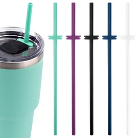 5pcs Silicone Straws for Yeti Rambler 30/20/10oz Tumbler with Magslider Lid, Reusable BPA Free Straws Yeti Straw Replacement Cup Accessories for Yeti（5 Colors）