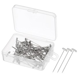 PATIKIL Pack of 50 T Pins Stainless Steel T-Needles 2 Inch Stick Pins for Wigs Knitting Sewing Straight T-Pins for Home Office Silver
