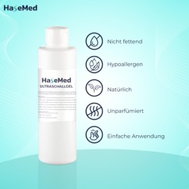 HaseMed Ultrasonic Gel 250 ml, Pack of 1 - pH Neutral, Skin-Friendly and Biocompatible Gel for Optimal Ultrasound Transfer. Ideal for Ultrasound Examinations in Practice and Everyday Use