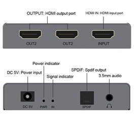 Beufee Audio Extractor Converter, 4K HDMI to HDMI and Audio Extractor Converter with 1 Point, 2 Converter, HDMI Audio Extractor Converter