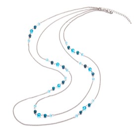 Noessla - Collar largo de plata para mujer, diseño bohemio en capas, para mujer, joyería de moda, regalo del día de la madre, Piedra, Sin piedra preciosa