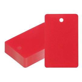 PATIKIL Plastic Shipping Tags with Wire, 50 Pcs 2-1/16" x 1-5/16" Waterproof Blank Labels Hang Tag with String for Outdoor Luggage Product Identification Price Marking, Red