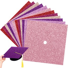 Gersoniel 12 Sheets Glitter Construction Paper for Graduation Cap Decoration 10 x 10 Inch Colorful Cardstock Grad Cap Cover Card Stock for Graduation Hat Topper Craft DIY(Elegant Color)