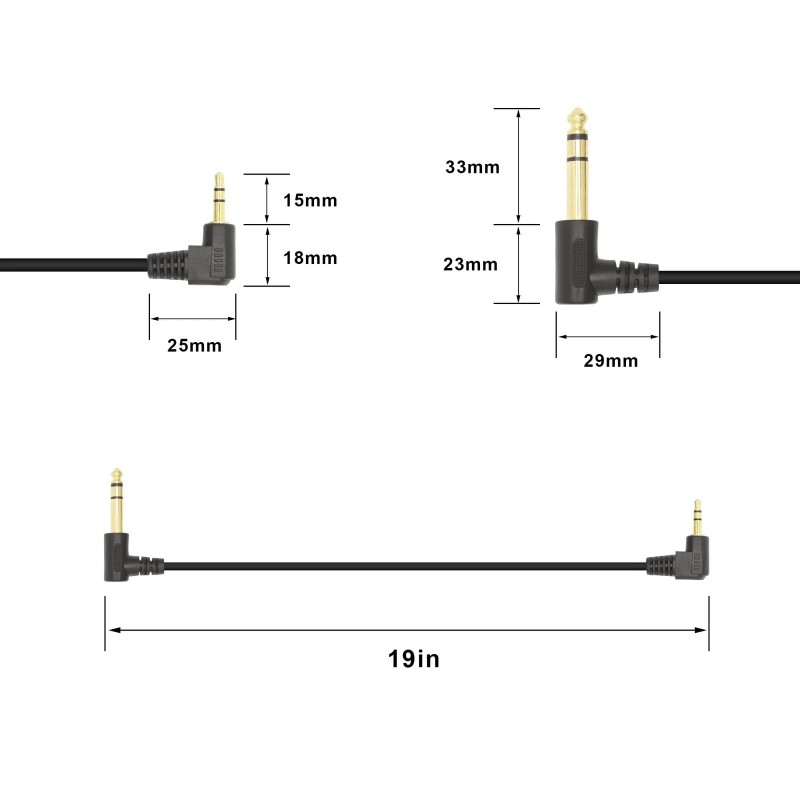 Xilaghy 90 Degree 1/8 to 1/4 Stereo Audio Cable, Right