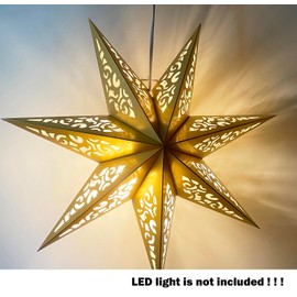 Hollow Out Paper Star Lantern Hanging Star Lampshade Decoration for Weddings Christmas Holiday Birthday Party Celebration (Matte Gold)