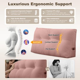 Shuyeon Wedge Pillow Headboard Triangular Bed Wedge Pillow for Headboard, Headboard Pillow Reading Pillow for Daybeds and Bunk Beds with Removable Velvet Cover