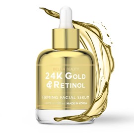 Suero facial con oro de 24 quilates y retinol reduce las manchas de la edad, las líneas finas y las arrugas, reafirma y tensa la piel. Cuidado de la  