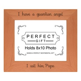 Sentimental Photo Frame I Have A Guardian Angel I Call Him Papa Wood Engraved 8x10 Landscape Picture Frame