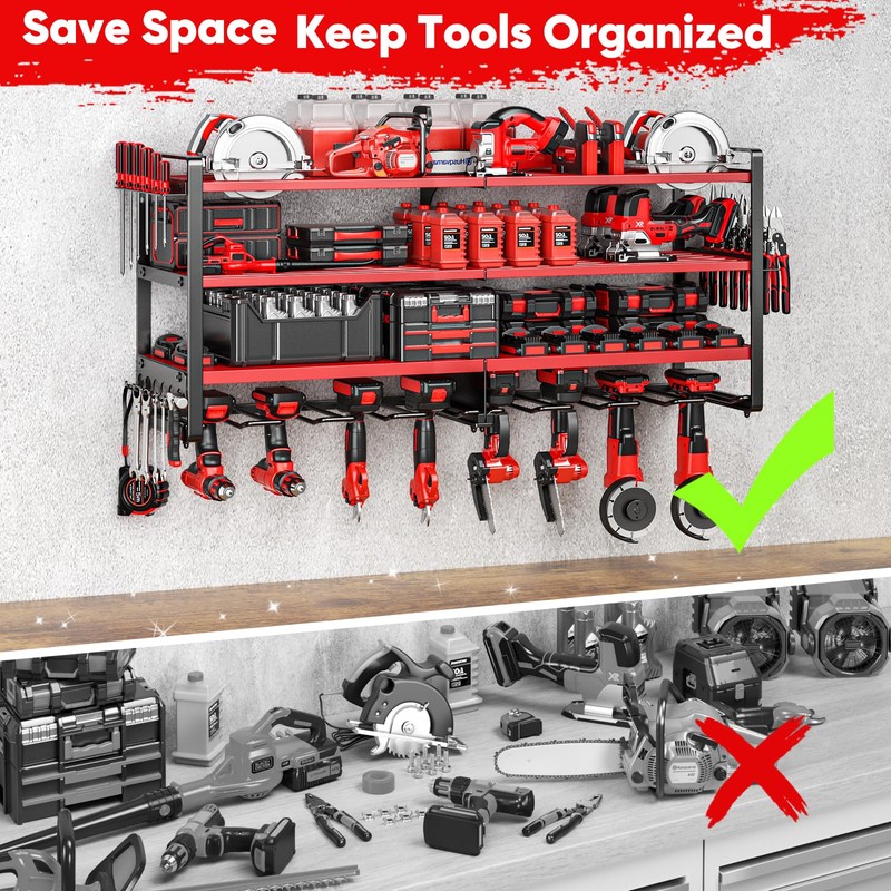POKIPO Upgrade Large power tool organizer Wall Mount,4 Layers Heavy