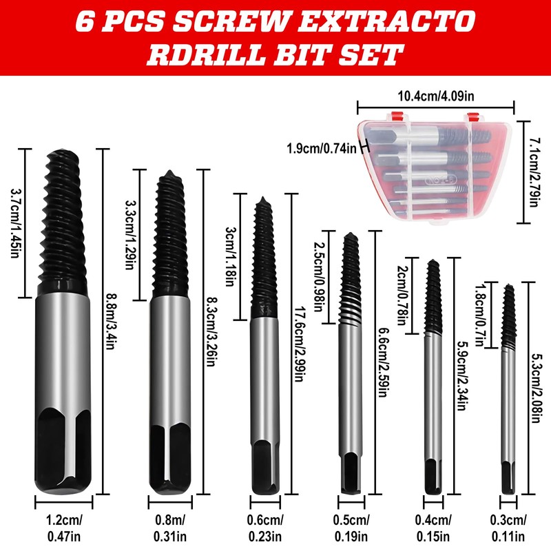 Kezidhp 6-Teiliges Profi Linksausdreher Set – Schraubenausdreher Set aus HSS