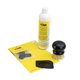 Lodge Enameled Cast Iron & Ceramic Stoneware Cleaner Care Kit - Set Includes 11oz Cleaner, Black Pan Scraper, Scrub Brush, Package of Pot Protectors, and Use & Care Booklet - 5 Piece Set