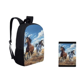 COEQINE Womens Wallet Backpack With Water Bottle Holder Portable Travel Novelty Moneybag With Coin Pocket Portable Horse Backpack Wallet for Teens Girls Boys,Horse