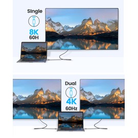 ORICO Cable for Thunderbolt 4, Compatible with Thunderbolt 3/USB4, Transfer Rate 40Gbps, 8k@60Hz (Two Displays 4k @ 60Hz) with PD 100W (20V/5A) for PC, eGUP and Laptops (Right Angle, 2M)