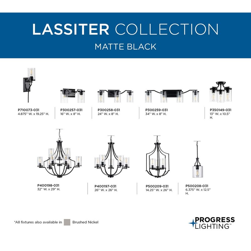 Lassiter Collection Black Three-Light Semi-Flush Mount