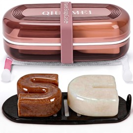 Soporte para barra de champú y funda de jabón, contenedor de viaje a prueba de fugas con tapa y bandeja de drenaje, incluye correa de silicona y bolsa