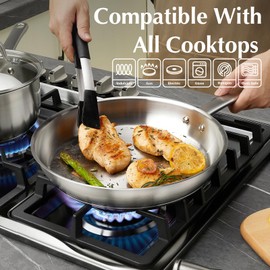 KOCH SYSTEME CS Stainless Steel Frying Pan 8 Inch, Small Skillets for Professional Cookware with Tri-ply Bottom, PFAS-Free Steel Cooking Pan, Induction Compatible, Dishwasher Safe, Oven Safe to 450℉