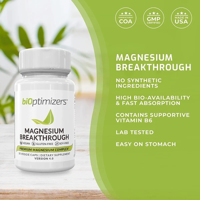 Magnesio Complejo BiOptimizers Cpsulas Sin Sabor Libre Gluten Vegano 30