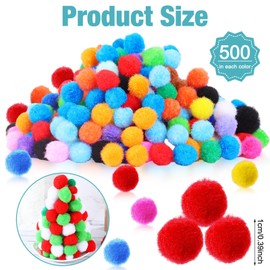400/10000 Pcs Multicolor Pom Poms for Crafts 1 cm Fuzzy Craft Pompoms Balls for Kids Classroom DIY Creative Crafts Christmas Decorations(10000,0.4inch/1cm)