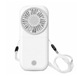 Turbo Handheld Fan, Portable Rechargeable Folding Fan with Lanyard (White)